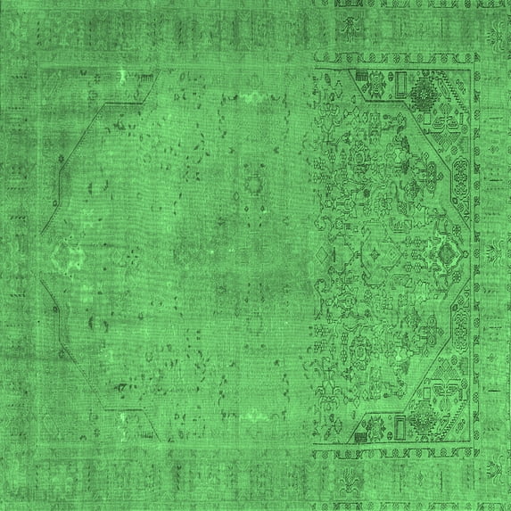 Ahgly Company Indoor Square Persian Emerald Green Traditional Area Rugs, 4' Square