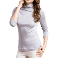 thumbnail image 3 of Turtleneck Mulberry Silk Thermal Shirts for Women Long Sleeve Tops Lightweight Base Layer Shirt, 3 of 6