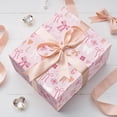 thumbnail image 3 of Pink Bow Wrapping Paper Roll for Kids Girls, GIRL Lettering with Flowers, Hearts, Sweet Baby Girl Age1 Gift Wrap for 1st Birthday, Baby Shower, Newborn Party Gifts, 17 In x 16.4 Ft, 3 of 14