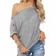 thumbnail image 5 of Top Con Hombros Descubiertos Para Mujer, Camiseta Básica De Color Puro De Gran Tamaño De Corte Holgado A La Moda Que Se Viste Fácilmente Para Las Vacaciones ANGGREK No, 5 of 6
