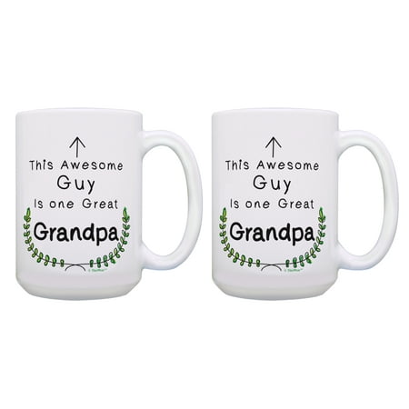 

ThisWear Grandpa Birthday Gifts This Awesome Guy Is One Great Grandpa Mug Set Grandfather Gifts Grandpa Gift Set 2 Pack 15oz Coffee Mugs