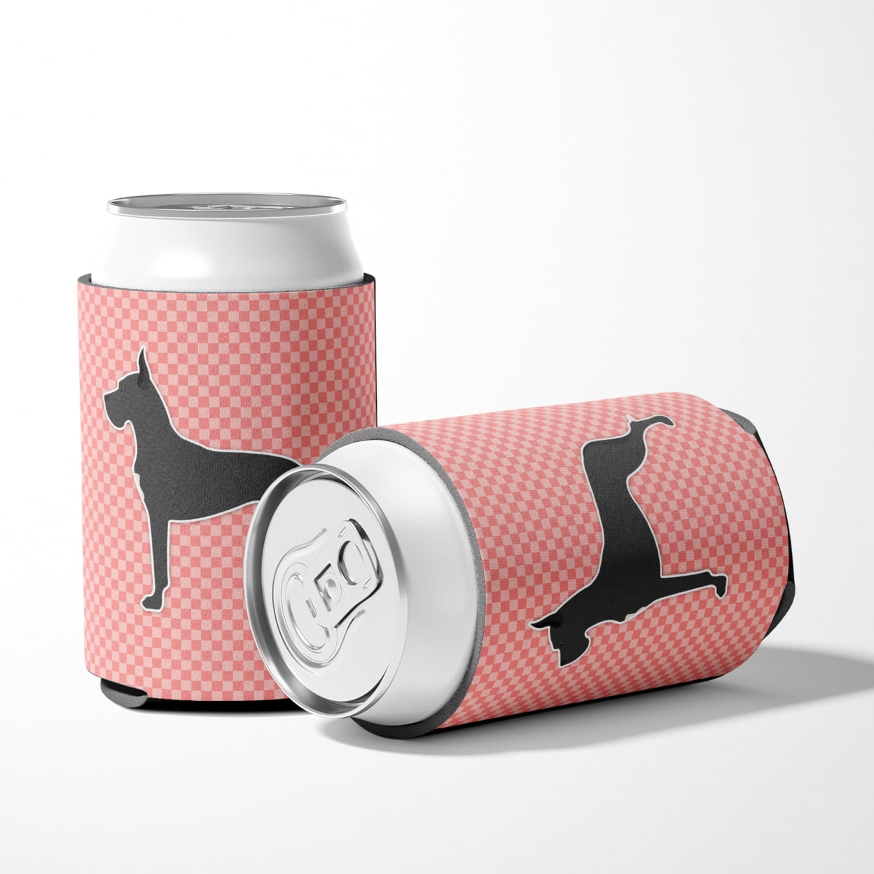 Carolines Treasures BB3675CC Great Dane Checkerboard Pink Can or Bottle Hugger