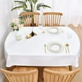 thumbnail image 3 of Faux Linen Small Oval Tablecloth Heavy Duty Wrinkle Resistant Fabric Table Cloths 54 x 72 Inch White Farmhouse Rustic Table Cover for Kitchen Dining Indoor Outdoor Tabletop Decoration, 3 of 6