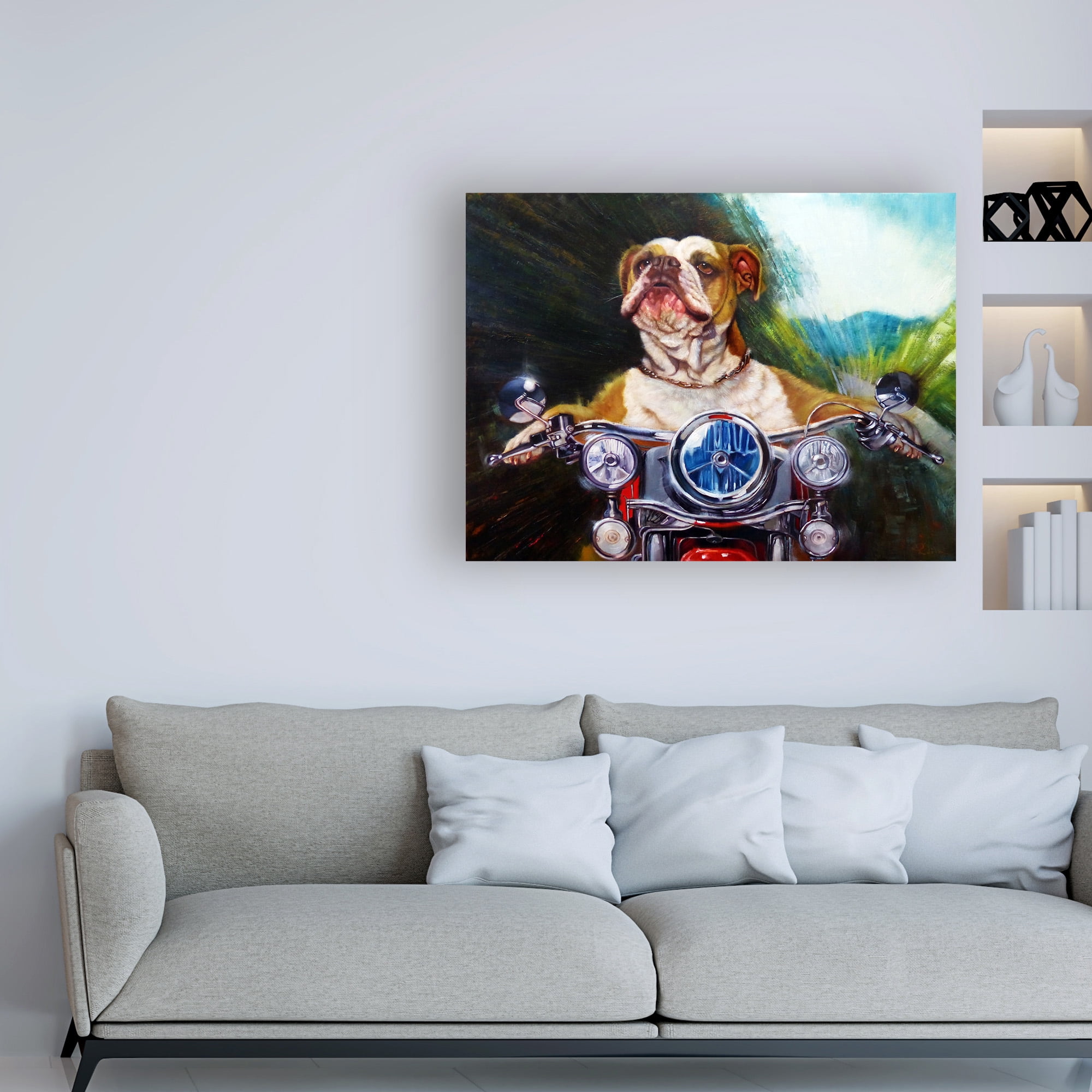 Trademark Fine Art 'Born To Be Wild Bulldog' Canvas Art by Lucia Hefferna