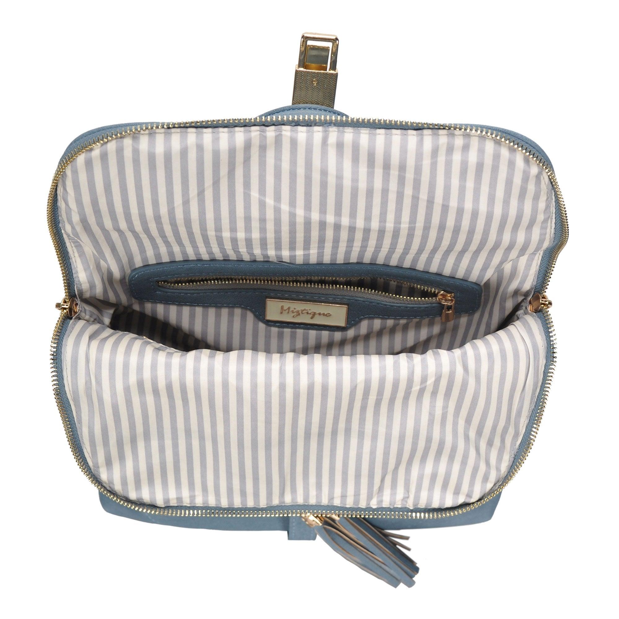 Miztique Blue Vegan Leather Diana Flip Over Backpack Miztique-The-Diana-Backpack-  main image 3