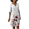 thumbnail image 2 of SMihono Robe d'Été Bohème pour Femmes Grande Taille Mode Féminine Col en V Manches Mi-Longues Robe Pull Imprimée, 2 of 4