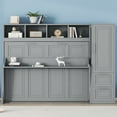 thumbnail image 5 of Harper & Bright Designs Full Size Murphy Bed, Wooden Full Cabinet Bed Wall Bed with Closet and Drawers, Folding Bed for Guest Room Small Room, Gray, 5 of 18