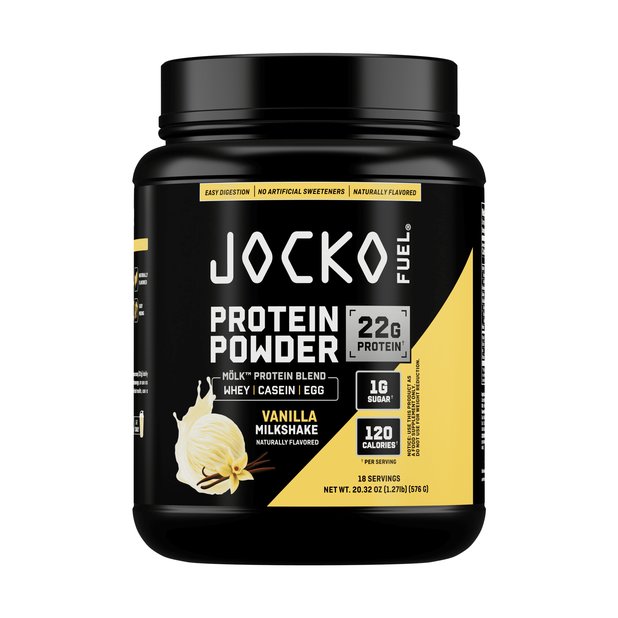 Jocko Fuel Whey Protein Powder, Vanilla, 22g Protein, Digestive Enzymes, Probiotic Blend, No Sugar Added, Essential Amino Acids, Electrolyte Minerals, 18 Servings