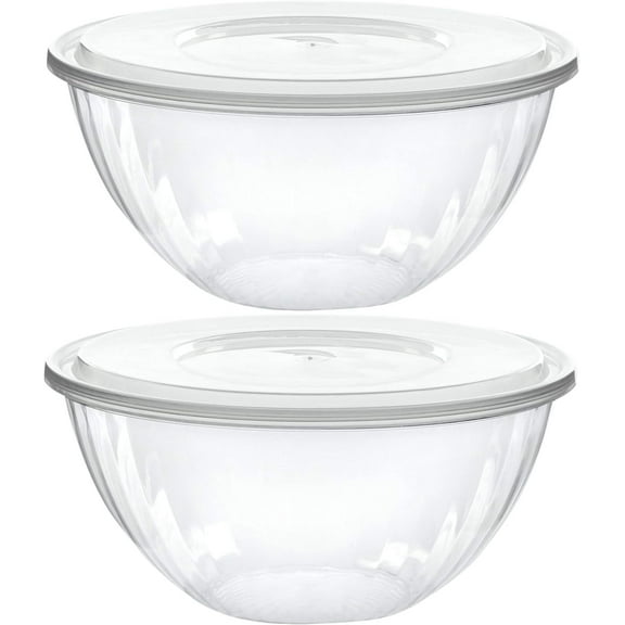 PLASTICPRO Plastic Bowls with Lids 48 oz Disposable Containers with Lids, 2 Pack