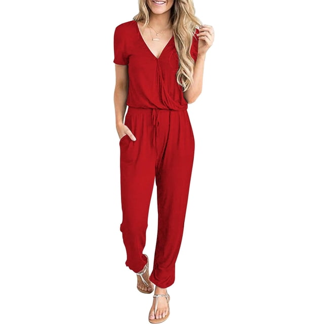 Enterizo PRETTYGARDEN Rojo Manga Corta Talle M Casual