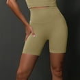 thumbnail image 5 of OSOLU Fitness Yoga Shorts High Waist Soft Spandex Riding Shorts Women's Dance Volleyball Lift Shorts Sports Soft Tummy Control Workout Athletic Gym Bottoms Khaki M, 5 of 5