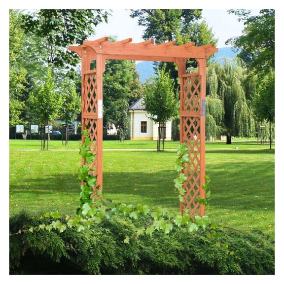 7ft Garden Arbor, Wooden Archway Plant Pergola for Outdoor Wedding & Pathway, 60x32x88in Fir Wood Arbor