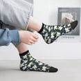 thumbnail image 2 of Rateoe Lilies Flowers Pattern Quarter Crew Socks,Toe Seamed Ankle Socks,Cotton Cushioned Breathable Athletic Crew Sports Socks, 2 of 7