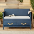 thumbnail image 5 of Dtwnek Wood Shoes Storage Bench with Removable Cushion, Entryway Bench for Entrance, Living Room, Bedroom, Navy Blue, 5 of 10