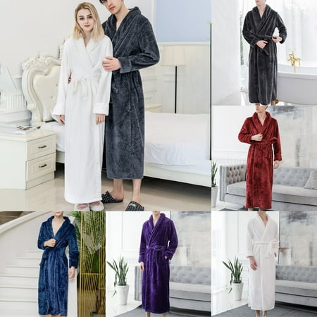 

Puntoco Women S Clearance Plus Size Autumn and Winter Flannel Warmth Beibei Fleece Men S and Women S Pajamas Bathrobe White