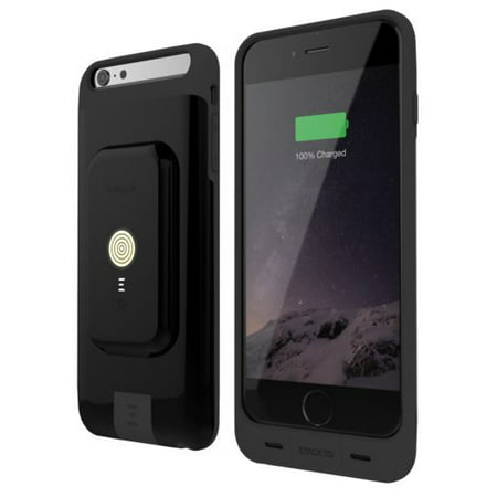 iPhone 6/6S Plus Stack Pack (Black) - Magnetic Wireless Charging Receiver Case, Removeable Battery Pack, Wall