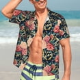 thumbnail image 5 of Lsque Rose Flowers pattern Hawaiian Shirt for Men, Unisex Summer Beach Casual Short Sleeve Button Down Shirts-3X-Large, 5 of 9