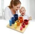 thumbnail image 3 of figatia Rainbow Wood Cylinder Geometry Shape Puzzle Stacker Block Match Game Educational, 3 of 9