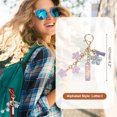thumbnail image 2 of Uxcell Initial Letter Keychain, Cute Tassel Cherry Blossom Keychain Letter Keychain Charm with Flower Pendant Letter I Purple, 2 of 7