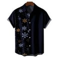 thumbnail image 2 of IROINNID Christmas Funny T-Shirt for Men Snowflake Print Hawaiian Tops Xmas Vacation Holiday Gift Button Up Shirt,Dark Blue, 2 of 7