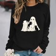 thumbnail image 2 of Turilly Cute Women's Halloween Graphic Pullover Sweatshirt Long Sleeve Crewneck Ghost with Cats Design for Festive Fall Outings, 2 of 6