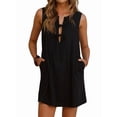 thumbnail image 3 of Female Ruched Mini Dresses Tie Front Layered Dresses, 3 of 10