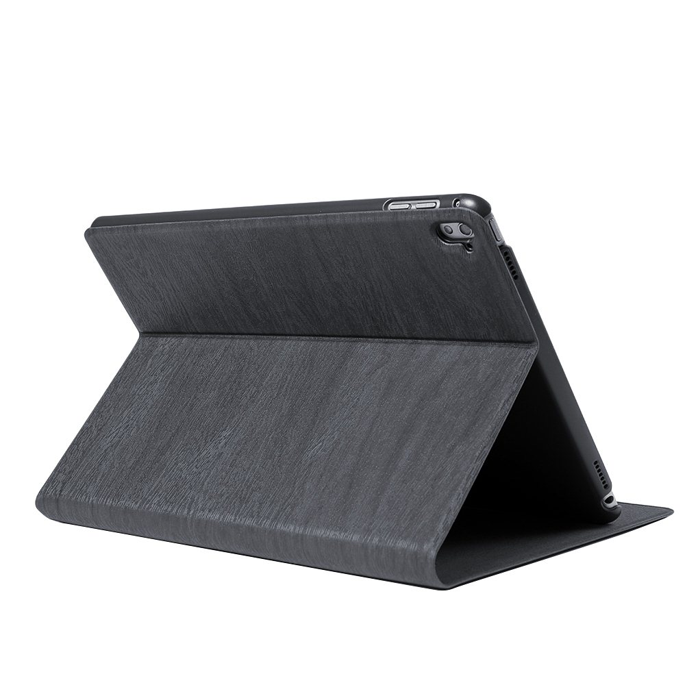 Professional Grain Pattern Portfolio Case (Black) for iPad Pro 9.7-inch - Sleep/Wake Mode, Premium Vegan Leather, Built-in Kick Stand, Full Coverage w/ Slim Design