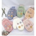 thumbnail image 4 of Guantes lindos guantes de felpa con flores para mujer Invierno más terciopelo para exteriores a prueba de viento y cálidos para esquiar, 4 of 4