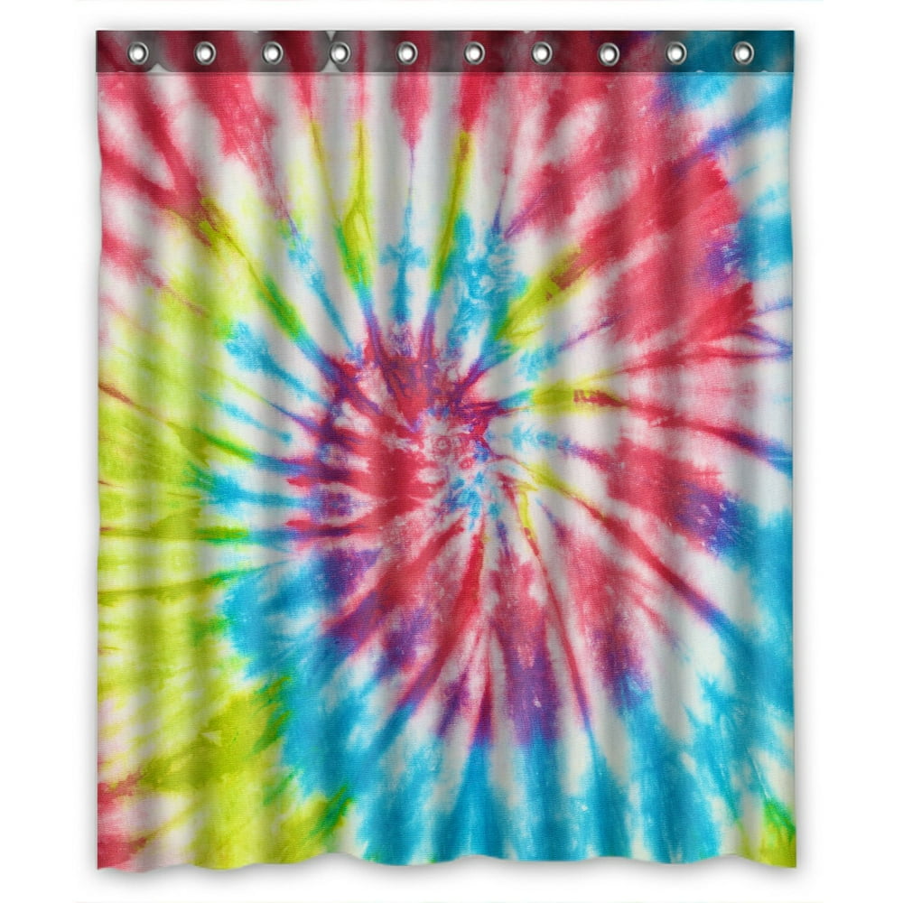 PHFZK Popular Rainbow Tie Dye Polyester Fabric Bathroom Shower Curtain