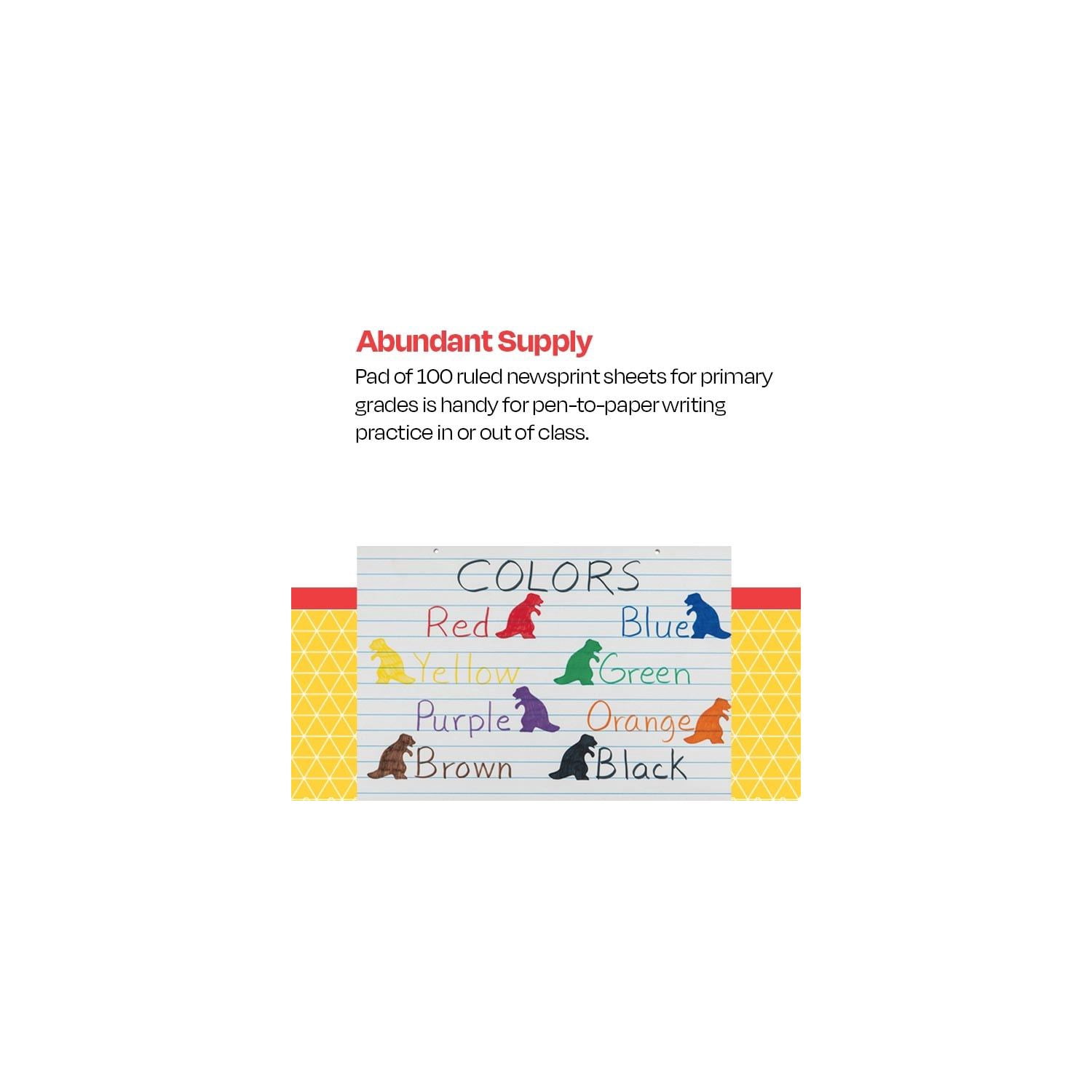 Primary Chart Newsprint Paper, 1 Inch Rule, 24 x 18 Inches, 100 Sheets