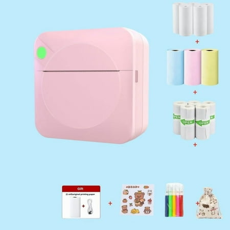 Portable Inkless Thermal Pocket Sticker Printer - Mini Smart Label Maker for Study Notes, Journal, Work & Fun(LR Pink 1 PCS)