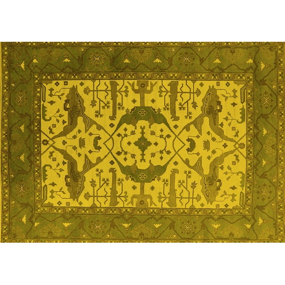 Ahgly Company Machine Washable Indoor Rectangle Oriental Yellow Industrial Area Rugs, 3' x 5'