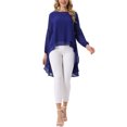thumbnail image 2 of INSPIRAR CHIC Blusas Asimétricas de Manga Larga con Cuello Redondo para Mujeres, Casual y Elegante, Color Azul Profundo, Talla S, 2 of 6