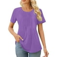 thumbnail image 2 of NANAIQ Women's Tops Comfort Color Short Sleeve Tops for Women Leisure Spring Tops for Women Classic Women's Tops, Tees & Blouses Light Purple S, 2 of 8