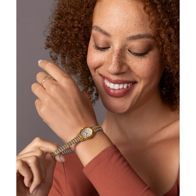 Timex Cavatina Two-Tone Duotone Silver Gold Mother of Pearl Watch 18mm Timex Women main image 3