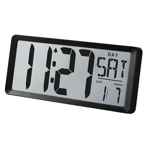 Large LCD Digital Wall Clock With Temperature, Date Display  14Inch Quiet with Alarm Clocks For Home Office