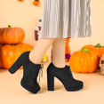 thumbnail image 2 of Botines Con Tacón Grueso Y Plataforma Redonda Para Mujer Negro 38.5, 2 of 8