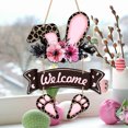 thumbnail image 4 of Moocorvic 3Pcs Wooden Easter Welcome Door Sign Hanging Decoration,Rabbit Wreath for Spring Wall Farmhouse Home Indoor Decor, 4 of 6