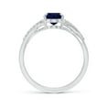 thumbnail image 2 of ANGARA Natural 1.55 ct Blue Sapphire Split Shank Ring with Diamond Accents in 14K White Gold for Women (Size-8x6mm) | September Birthstone, Anniversary, Jewelry Gift for Women | Natural Sapphire Ring, 2 of 11