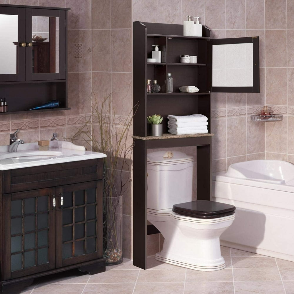 Bathroom Above Toilet Espresso MDF Storage Bathroom