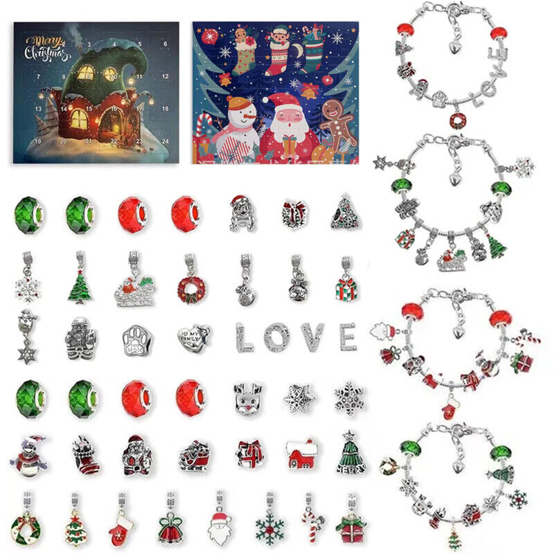 Buy Christmas Advent Calendar Bracelets 24 Days Countdown Calendar DIY ...