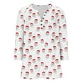 thumbnail image 5 of Ounisa 3/4 Length Sleeve Womens Christmas Tops Casual Loose Fit V Neck T Shirts Cute Solid Three Quarter Length Tunic Santa Claus Snowflake Blouse, 5 of 5