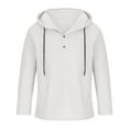 thumbnail image 6 of WREESH Men's Hoodies Casual Fashion V-Neck Long Sleeve Pullover Breathable Shirt Shirt Tops White, 6 of 7