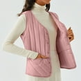 thumbnail image 2 of Women's Double-sided Cotton Padded Sleeveless Vest Jacket, Stand Collar, Pink, Size XXXL, 2 of 5
