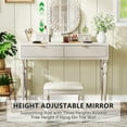 thumbnail image 3 of AENKYO Vanity Table with Stool & Adjustable Mirror, Vintage Modern Solid Wood Makeup Desk with 4-Drawer, Champagne, 3 of 12
