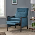 thumbnail image 3 of Noble House Roski Navy Blue Upholstered Recliner with Dark Walnut Frame, 3 of 8
