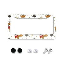 Cartoon Reindeer License Plate Frames for Women Men Car Plate Holder Cover Metal Tag Aluminum Car Accessories Front Rear Plate Decor
