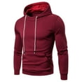 thumbnail image 2 of DDAPJ pyju Mens Athletic Hoodies Solid Casual Sports Sweatshirt Lightweight Gym Running Workout Hoodie with Kangaroo Pocket Wine L, 2 of 6