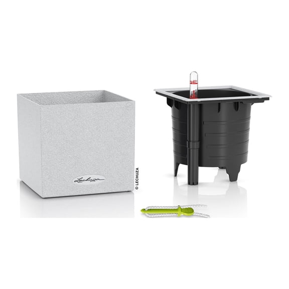 Lechuza USA 5.5" White All In One Stone Finish Planter