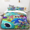 thumbnail image 3 of Funda nórdica 3D exquisita caricatura Sonic juego impresión digital juego de cama decoración del hogar edredón cama jóvenes niños niñas niños regalo, 3 of 5
